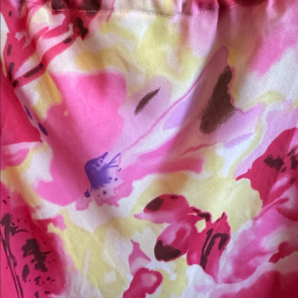 Cassee’s Elegant Vibrant Pink Tie Dye Floral  Slip Maxi Skirt Cottage Spring - Picture 5 of 5